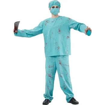 Karnevalový kostým Kostým zombie chirurga pro dospělé (halenka, kalhoty, čepice, maska), vel