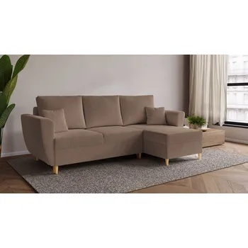 Sedací souprava Rohová rozkládací sedačka SAVONA - hnědá - manšestrová látka - LINCOLN 17