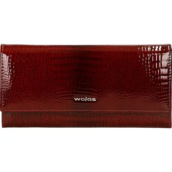 Peněženka Dámská peněženka WOJAS 91058-35 velká červená lakovaná kůže vzor croco dárek