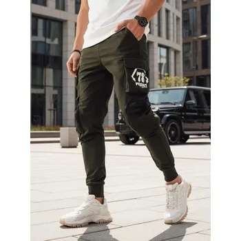 Pánské kalhoty Dstreet Nadčasové zelené jogger kalhoty s kapsami