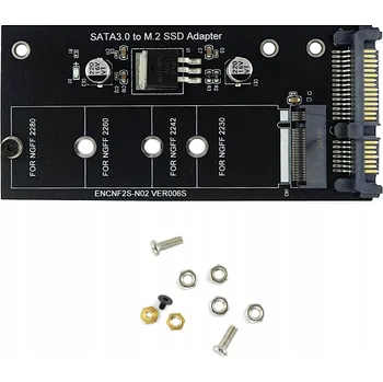 Adaptér SATA 3.0 na M.2 SATA SSD NGFF 2230 2242 2260 2280 B B+M LED šroubky