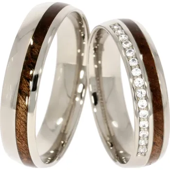 Prsten Zlatnictví Helios Zlatý snubní prsten se dřevem L-379 Kameny: Se Zirkony