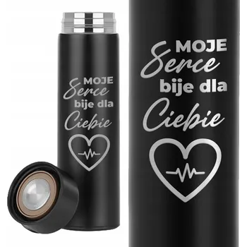 Termoska Termoska černý pro páry Dárek na Valentýna Moje srdce bije pro vás