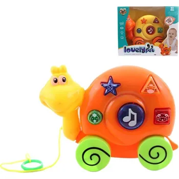 Hračka pro nejmenší Šnek baby tahací zvířátko na baterie pro miminko 2 barvy Světlo Zvuk