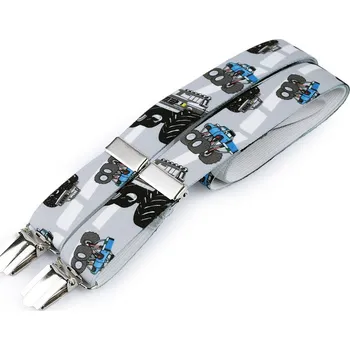 Kšandy Dětské šle smajlík, postavičky, zvířátka, auta, velké, 23 šedá nejsvětlejší náklaďák