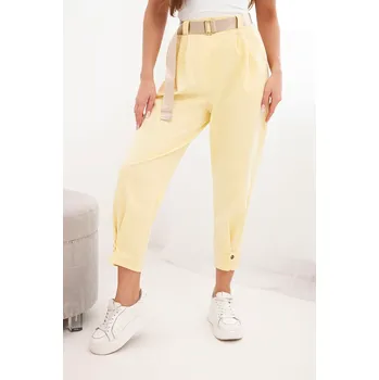Dámské kalhoty Kesi Kalhoty Summer Punto s páskem Barva: Žlutá, Velikost: UNI