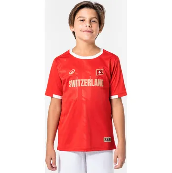 Fotbal KIPSTA Dětský fotbalový dres pro fanoušky Švýcarska 14 LET BÍLÁ|ČERVENÁ