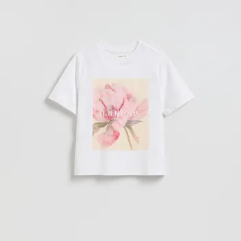 Dámské tričko Reserved - Bavlněné tričko s potiskem - bílá - 069HT-00X - 069HT-00X-L