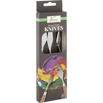 Malířská špachtle Malířské špachtle Creative Craft Group 3 ks, kov+dřevo | špachtle na akryl olej pasty gely impasto umělecká hladítka pružný kov dřevěná rukojeť