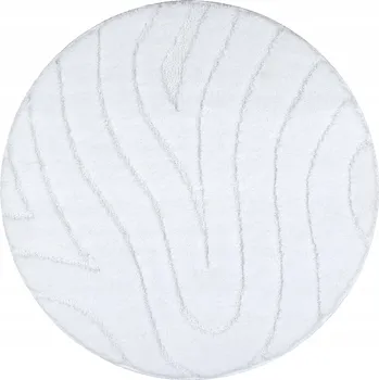 Koupelnová předložka KOUPELNOVÁ PŘEDLOŽKA kulatá 67 cm VLNY bílá PROTISKLUZOVÁ MĚKKÁ #KPL281