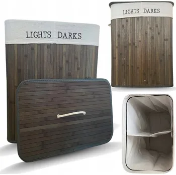 Koš na prádlo KOŠ NA PRÁDLO do KOUPELNY PRÁDELNY na PRÁDLO HRAČKY BAMBUSOVÝ ŠEDÝ 100L