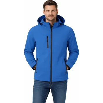 Pánská bunda SOFTSHELLOVÁ BUNDA MOONTEX KING S KAPUCÍ ODOLNÁ VŮČI DŘEVU A MODRÁ - L