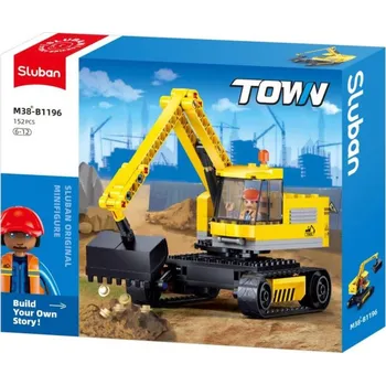 Dětské zboží Sluban Town Pásový bagr rypadlo 152 dílků + figurka (stavebnice)