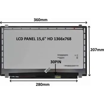 Náhradní displej pro notebook LCD PANEL 15,6" HD 1366x768 30PIN MATNÝ / ÚCHYTY NAHOŘE A DOLE (77046770)