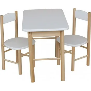 Jídelní židlička Dětský set, dětský stolek a židle dřevěný bílý metdre