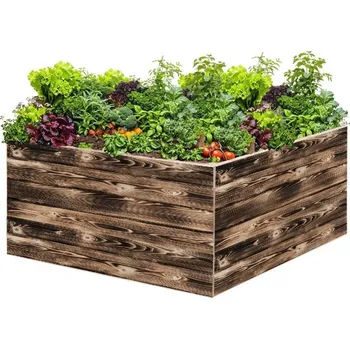 Dřevěný vyvýšený záhon 120 x 120 x 60 cm - opálený