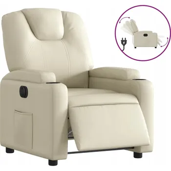 Křeslo Elektrické polohovací křeslo, krémové, potažené umělou kůží