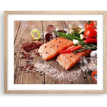 Obraz Obraz plakát na zeď v rámu světlý dub 50x40 gastronomie foto do obýváku