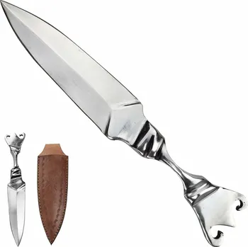 Bojový sport PAK Dvoubřitá dýka "SILVERSHADE" s koženým pouzdrem