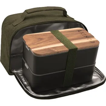 Svačinový box Svačinový box Akinod 11h58 černý s izolační taškou v barvě khaki
