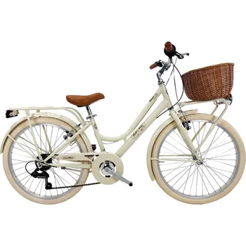 Dětské kolo CANELLINI Dívčí městské kolo Dolce Vita by Canellini ROMA 24" 6 rychlostí s košíkem 24" BÉŽOVÁ 2025