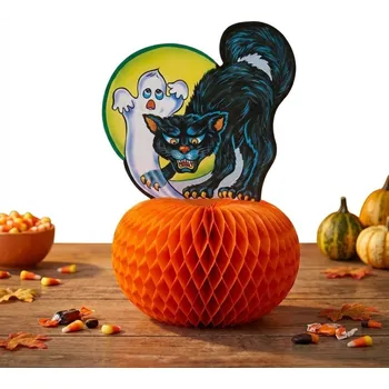 Dekorace Halloween Kočka s dýní 30 cm