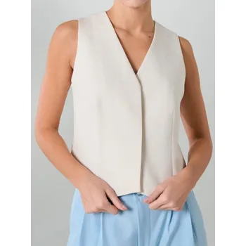 Dámský svetr Sinsay - Sakaová vesta s ukrytým záhybem - krémová - 348IU-01X - 348IU-01X-XL