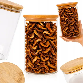 Dóza na potraviny Skleněná dóza SuperButelki 0,9 l s bambusovým víčkem