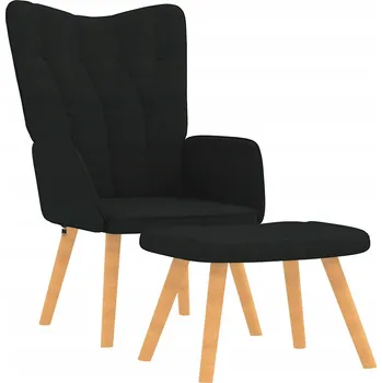 Křeslo Křeslo s podnožkou, černé, potažené látkou