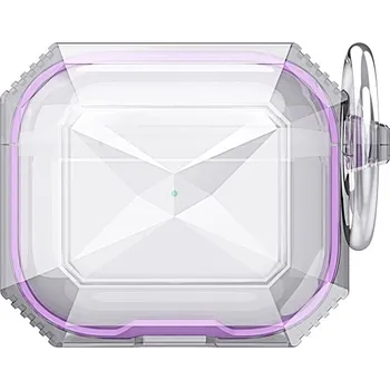 Pouzdro na mobilní telefon Odolný transparentní obal s barevným rámečkem pro AirPods 4 - fialový