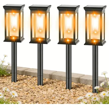 Venkovní osvětlení 4 kusů solární zahradní lampa LED venkovní sloupek stojící lucerna