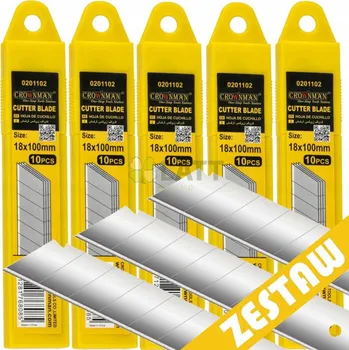 Pracovní nůž Sada čepelí nožů - Náhradní čepele, odlamovací, 18 mm, 50 ks, s vložkami