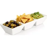 Keramická trojitá miska na pochutiny 29 cm, bílá