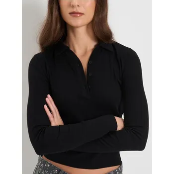 Dámské tričko Sinsay - Pruhované polo tričko - černá - 013HA-99X - 013HA-99X-XS