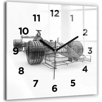 Hodiny Tvrzené skleněné hodiny tiché nástěnné Bezhlučné design Formule 1 60x60 cm