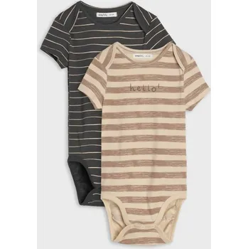 Kojenecký body Sinsay - Bavlněné proužkované body 2 pack - béžová - 8222E-02X - 8222E-02X-86