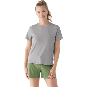 Dámské oblečení Dámské merino tričko s krátkým rukávem SMARTWOOL Women's Perfect Crew Short Sleeve Tee, Light Gray Heather velikost: L