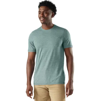 Pánské merino tričko s krátkým rukávem SMARTWOOL Men's Merino Hemp Blend Short Sleeve Poc, Dusty Teal Heather velikost: XL