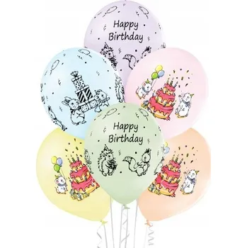 Balónek Balónky na helium, narozeninová zvířátka, dort HBD