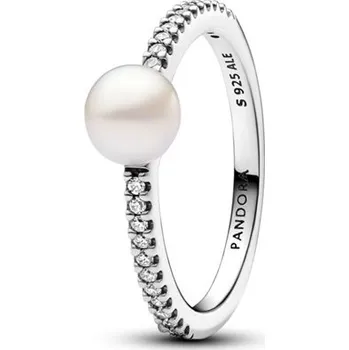 Prsten Prsten PANDORA Sladkovodní kultivovaná perla a&nbsp;pavé 52 193158C01-52