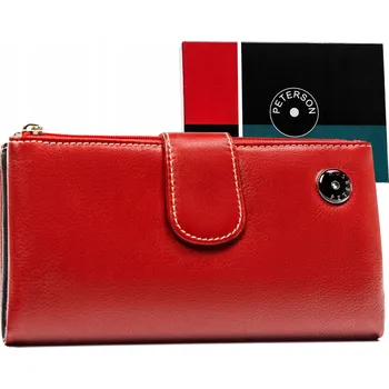 Peněženka Peterson peněženka z pravé kůže červená - dámská