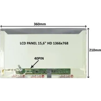 Náhradní displej pro notebook LCD PANEL 15,6" HD 1366x768 40PIN LESKLÝ / ŠROUBOVÁNÍ Z BOKŮ (77024194)