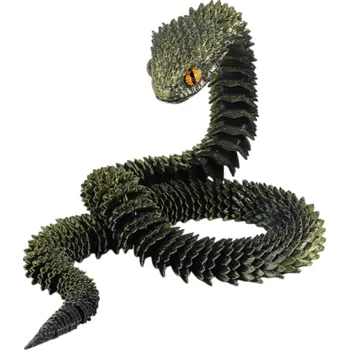 3D tištěný ohebný had 30 cm Pohyblivá figurka dekorace Flexibilní hračka Realistický design Sběratelská dekorativní hračka armádní zelená