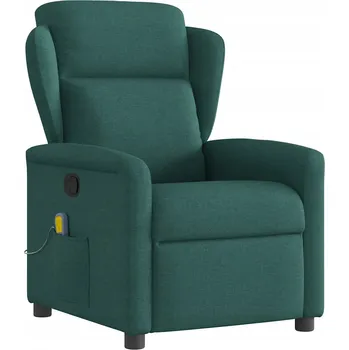 Křeslo Rozkládací masážní křeslo, tmavě zelené, potažené látkou