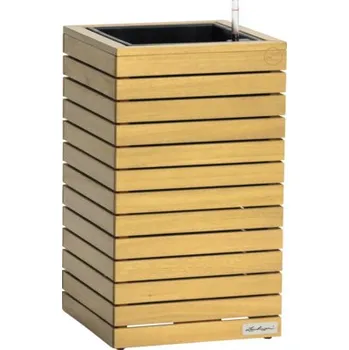 Květináč Samozavlažovací květináč přírodní Lechuza PALO Wood 35 vysoký 34,5 x 34,5 x 59 cm