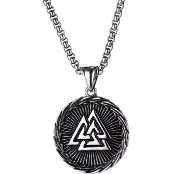 Přívěsek Přívěsek z chirurgické oceli Valknut a Vegvísir vikingský kompas - Model včetně řetízku 2.5 mm/ 60 cm