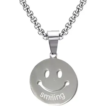 Přívěsek Přívěsek z chirurgické oceli - Smiling Emoji - Model včetně řetízku 2.5 mm/ 60 cm