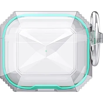 Pouzdro na mobilní telefon Odolný transparentní obal s barevným rámečkem pro AirPods 4 - tyrkysový