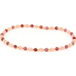 Náramek 7 Angelic Eyes se zlatými kuličkami, přírodními rubelity a rodochrozity ZLNA1519F + Dárek zdarma