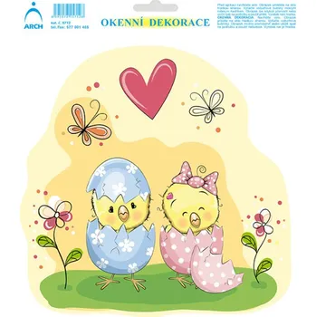 Samolepící dekorace Dekorace okenní - kuřátka ve vajíčku (5712)